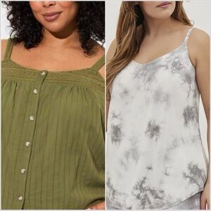 2 Torrid Tank Top Bundle Olive Green/Tie Dye Bohemian Tanks
